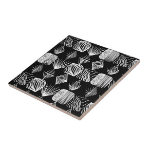 Bold Caribbean Tribal Mudcloth – Black & White, Tile