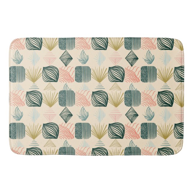 Bold Caribbean Tribal Mudcloth: Boho Buttercream Bath Mat (Front)