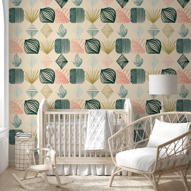 Bold Caribbean Tribal Mudcloth: Boho Buttercream  Wallpaper (Kids)