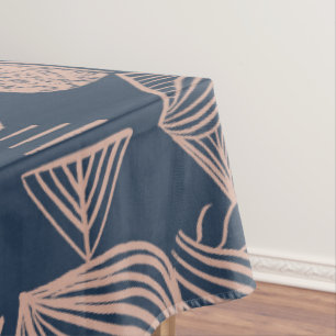 Bold Caribbean Tribal Mudcloth: Navy Blue, Pink Tablecloth