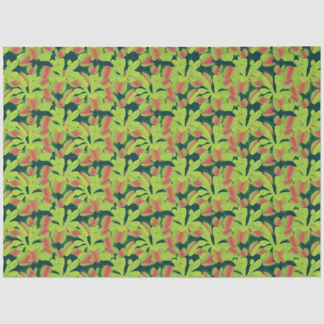 Bold Carnivorous Venus Flytraps Pattern Tissue Paper (Front)