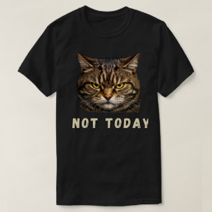 Bold Cat Attitude Not Today Minimal Design T-Shirt