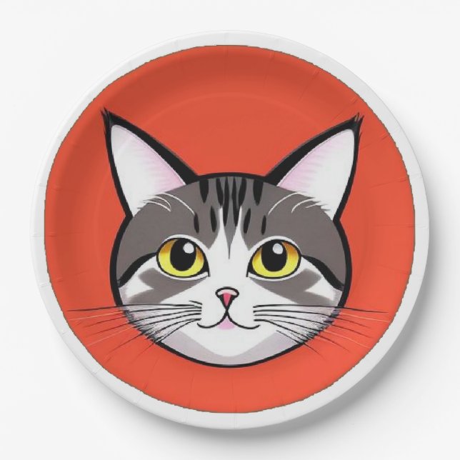 🐱 Bold Cat Graphic Party Tableware Set 🐱 Paper Plate (Front)