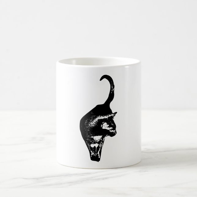 Bold Cat Silhouette Coffee Mug (Center)