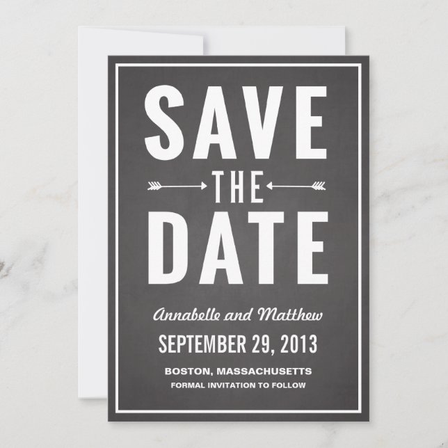 Bold Chalkboard Save the Date Announcement (Front)