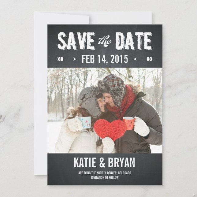 Bold Chalkboard Save The Date Cards (Front)