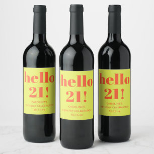 Bold Chartreuse Orange 21st Birthday Party Wine Label