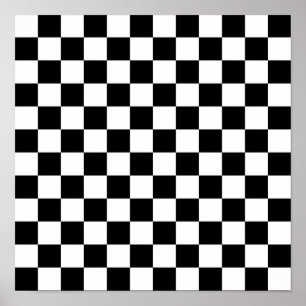 Bold Checkerboard Op Art Geometric Pattern Poster