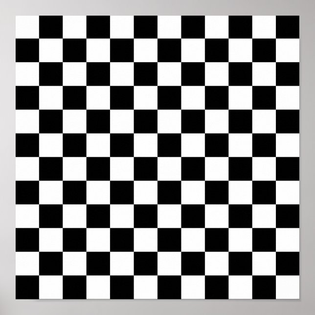 Bold Checkerboard Op Art Geometric Pattern Poster (Front)