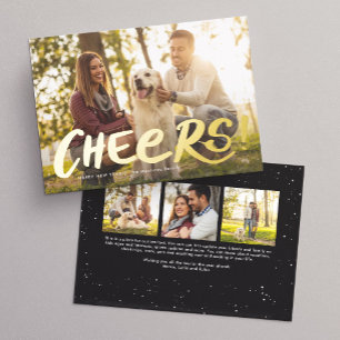 Bold cheers simple fun happy new year photo foil holiday card