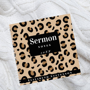 Bold Cheetah Print Sermon Notes Add Year & Name Notebook