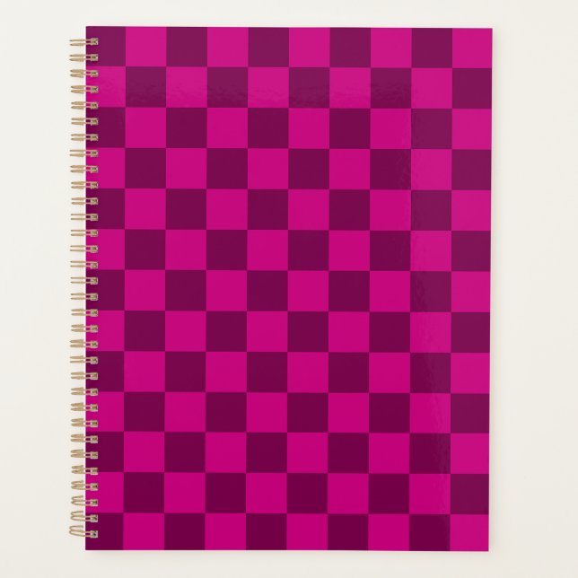 Bold Chequerboard Pattern with Magenta Square Planner (Front)
