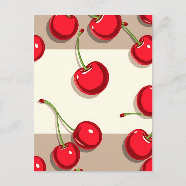 Bold Cherry Pattern Retro Summer Vibes Postcard (Front)