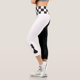 Bold Chess Queen Chess Board Yoga Capri Leggings