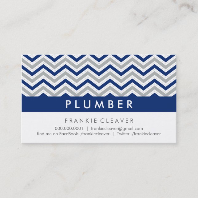 BOLD CHEVRON BUSINESS CARD :: modern navy blue (Front)