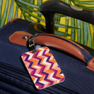 Bold Chevron in Rose Eggplant and Navy Luggage Tag