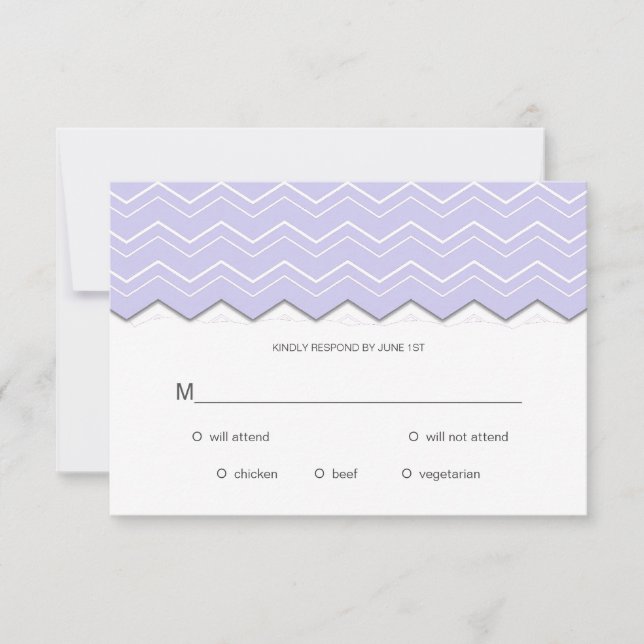 Bold Chevron Lavender Purple RSVP (Front)