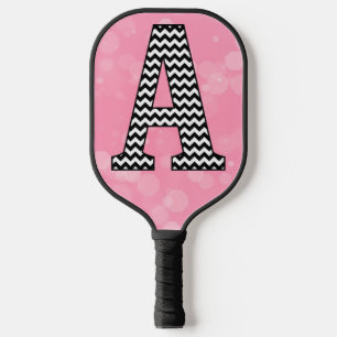 Bold Chevron Letter A on Bubblegum Pink Pickleball Paddle