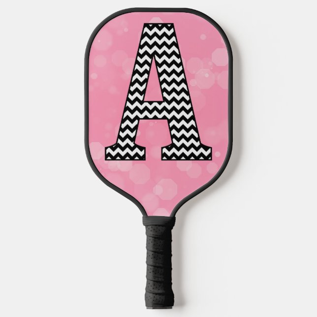 Bold Chevron Letter A on Bubblegum Pink Pickleball Paddle (Front)