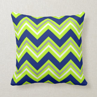 Bold Chevron Lime Green Navy Grey Pillow