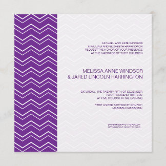 Bold Chevron Stripe Deep Purple Affordable Invitation