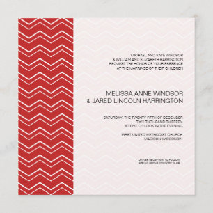 Bold Chevron Stripe Red Modern Affordable Invitation