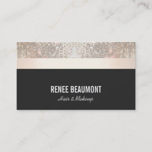 Bold Chic Modern Sequin Gold and Black Striped Business Card