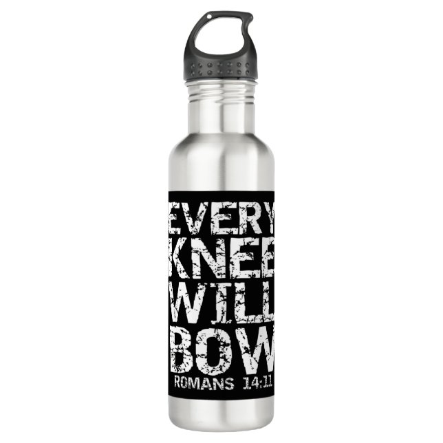 Bold Christian Bible Verse Quote for Men Every Kne 710 Ml Water Bottle (Front)