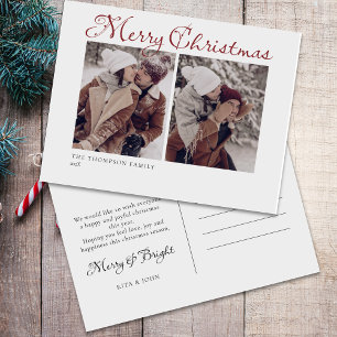 Bold Christmas Family Photos Holiday Postcard