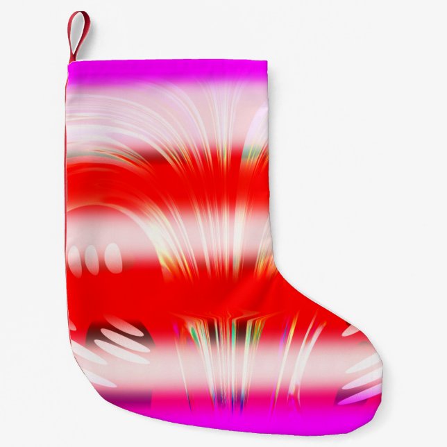 Bold Christmas stripes fun art Small Christmas Stocking (Front)