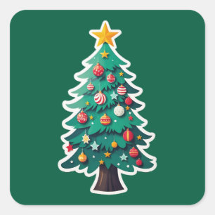 Bold Christmas Tree Square Sticker