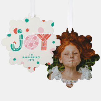 Bold Chunky Geometric Joy Colourful Dots Modern Tree Decoration Card