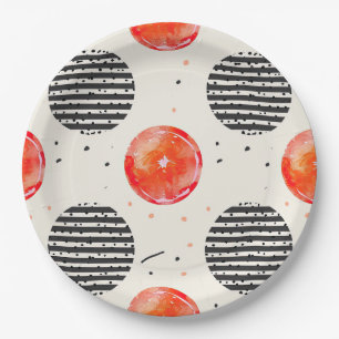 Bold Citrus Slice Stripes (10) Paper Plate