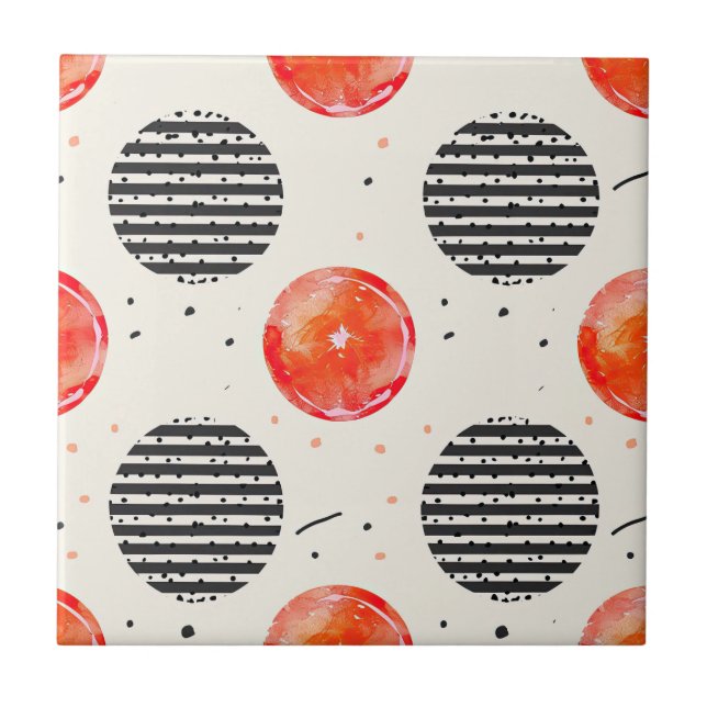 Bold Citrus Slice Stripes (10) Tile (Front)