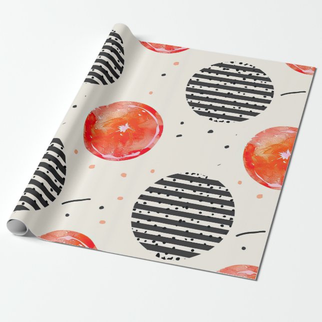 Bold Citrus Slice Stripes (10) Wrapping Paper (Unrolled)