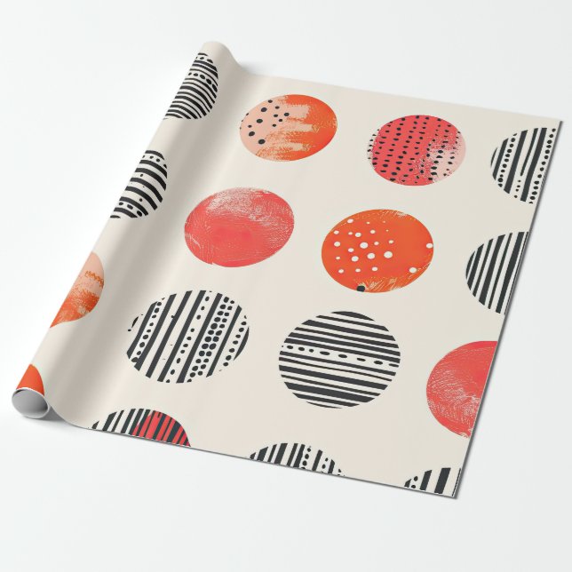 Bold Citrus Slice Stripes (11) Wrapping Paper (Unrolled)