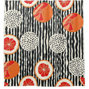Bold Citrus Slice Stripes (1) Shower Curtain