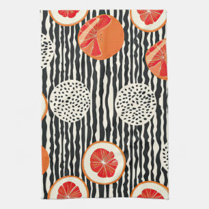 Bold Citrus Slice Stripes (1) Tea Towel
