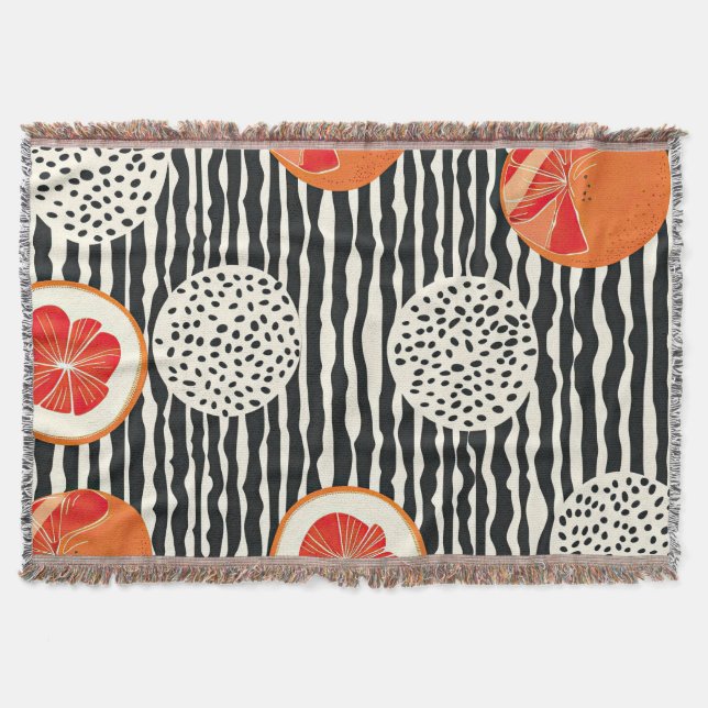 Bold Citrus Slice Stripes (1) Throw Blanket (Front)