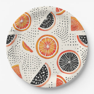 Bold Citrus Slice Stripes (2) Paper Plate