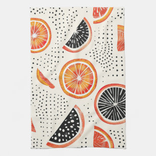 Bold Citrus Slice Stripes (2) Tea Towel