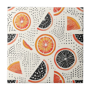 Bold Citrus Slice Stripes (2) Tile