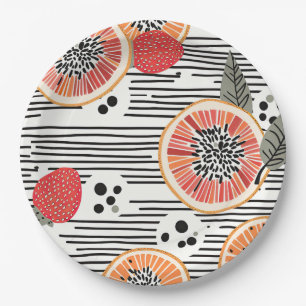 Bold Citrus Slice Stripes (3) Paper Plate