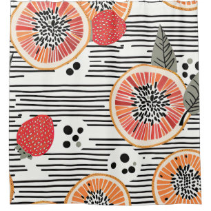 Bold Citrus Slice Stripes (3) Shower Curtain