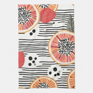 Bold Citrus Slice Stripes (3) Tea Towel