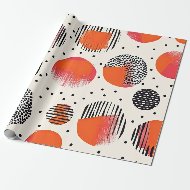 Bold Citrus Slice Stripes (4) Wrapping Paper (Unrolled)
