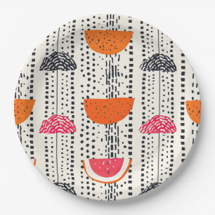 Bold Citrus Slice Stripes (5) Paper Plate