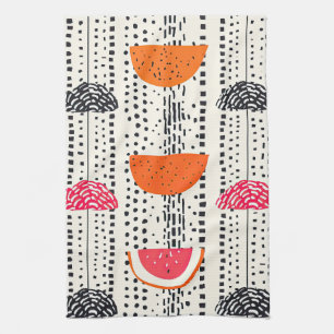 Bold Citrus Slice Stripes (5) Tea Towel