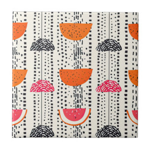Bold Citrus Slice Stripes (5) Tile