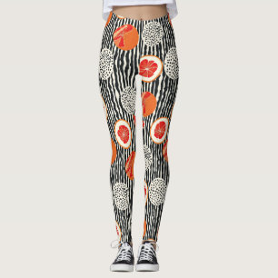 Bold Citrus Slice Stripes (6) Leggings